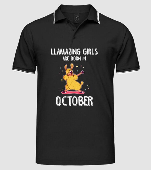 Llamazing girls are born in october model negru pe tricou