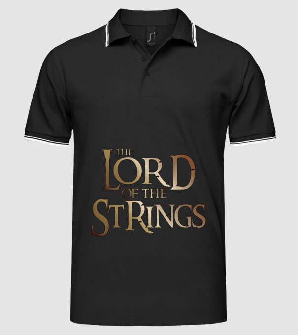 Lord of the Strings model negru pe tricou