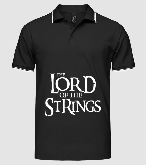 Lord of the Strings model negru pe tricou