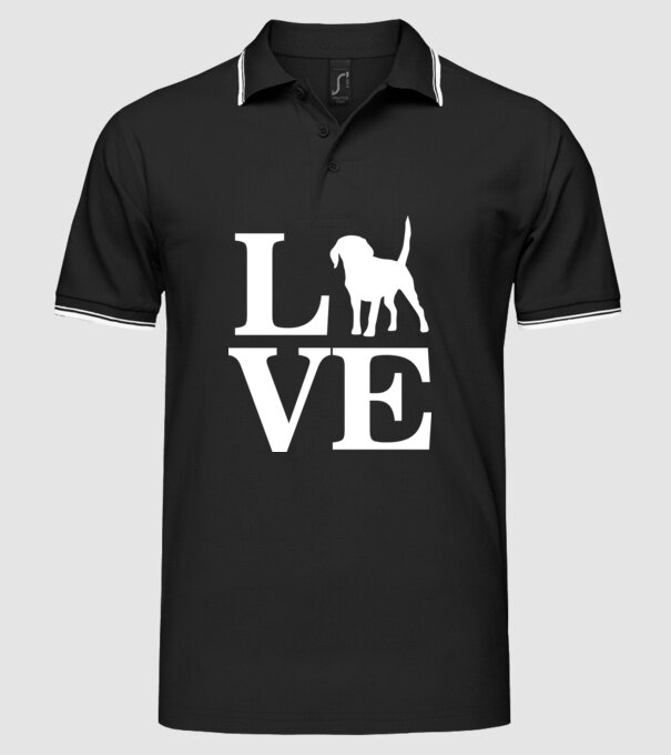 LOVE BEAGLE model negru pe tricou