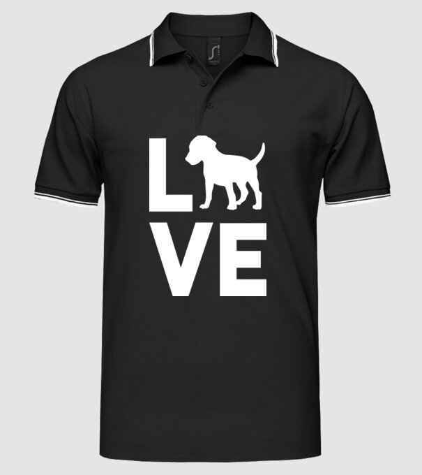 LOVE Beagle model negru pe tricou
