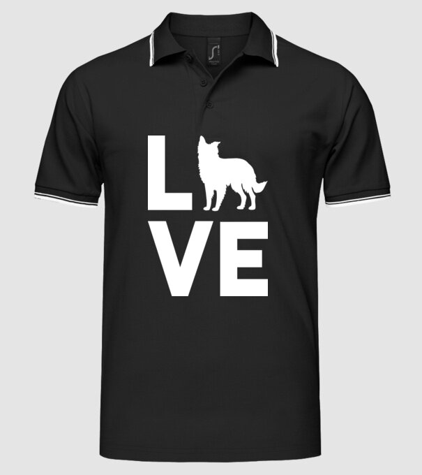 LOVE Border Collie model negru pe tricou
