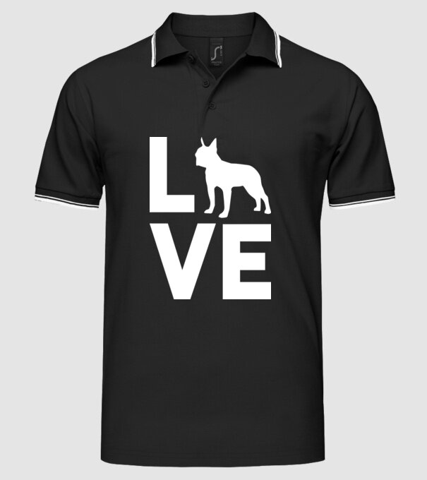 LOVE Boston Terrier model negru pe tricou