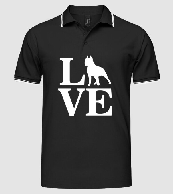 LOVE BULLDOG model negru pe tricou