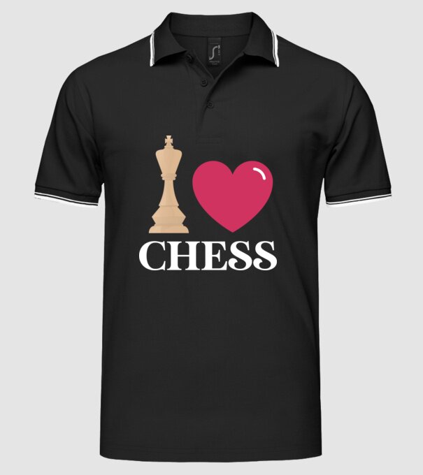 Love chess model negru pe tricou