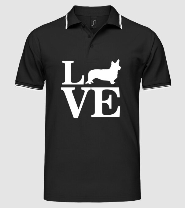 LOVE CORGIE model negru pe tricou