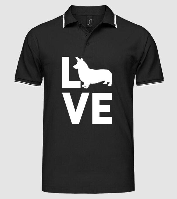 LOVE Corgie model negru pe tricou