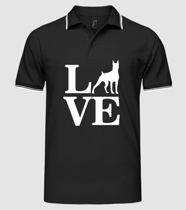 LOVE DOBBERMAN model negru pe tricou