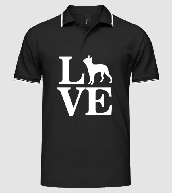 LOVE FRANCIA BULLDOG model negru pe tricou
