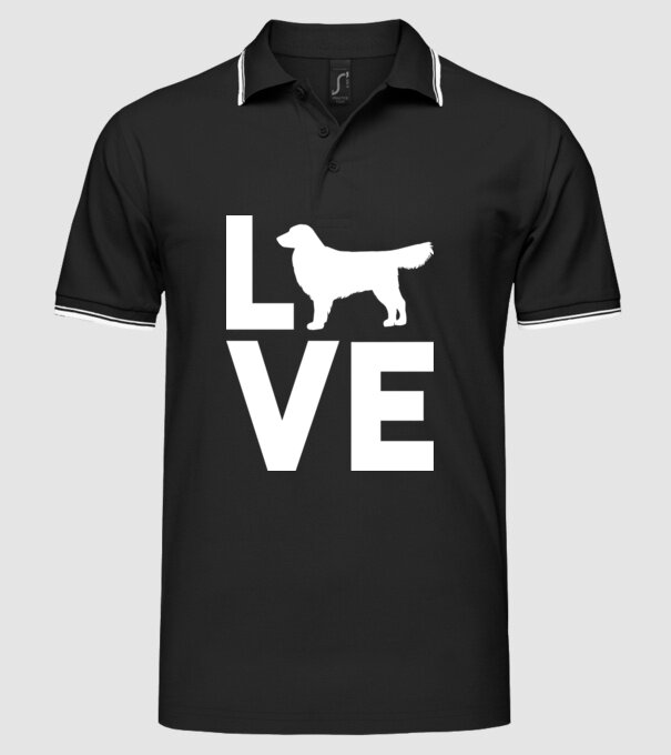 LOVE Golden Retriever model negru pe tricou