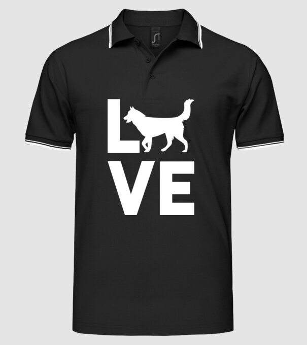 LOVE Husky model negru pe tricou