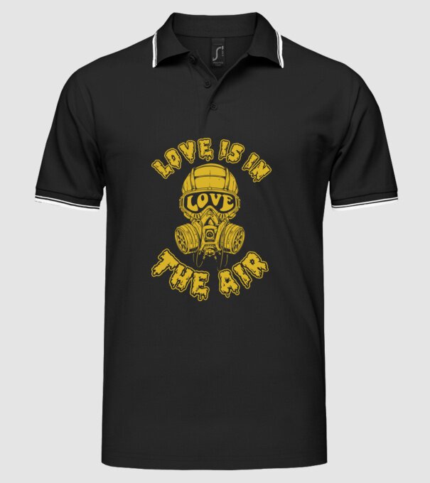 Love is in the air yellow model negru pe tricou