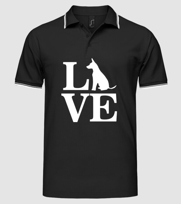 Love câini model negru pe tricou