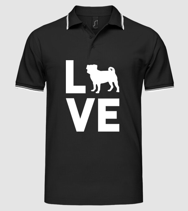 LOVE Mops model negru pe tricou