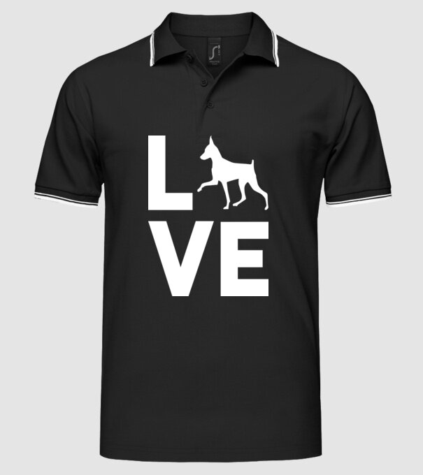 LOVE Pinscher model negru pe tricou