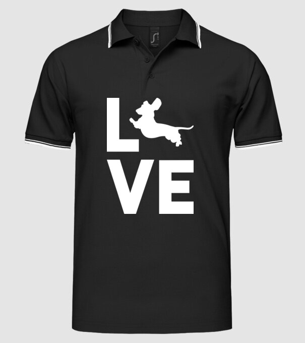 LOVE Teckel model negru pe tricou