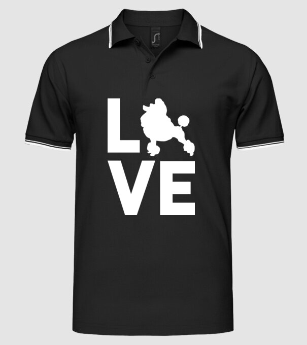 LOVE Pudel model negru pe tricou