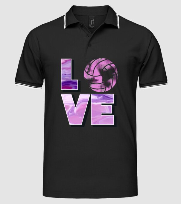 Love volleyball model negru pe tricou