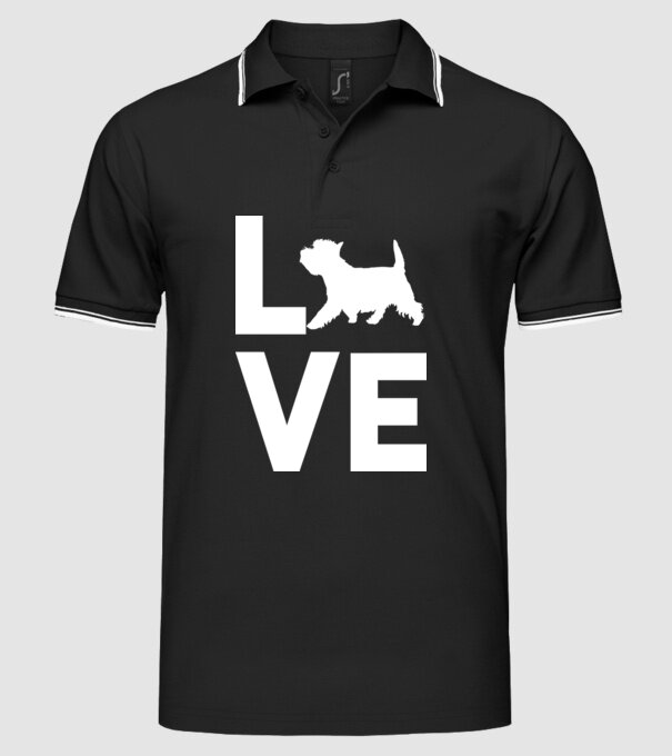 LOVE Westie model negru pe tricou