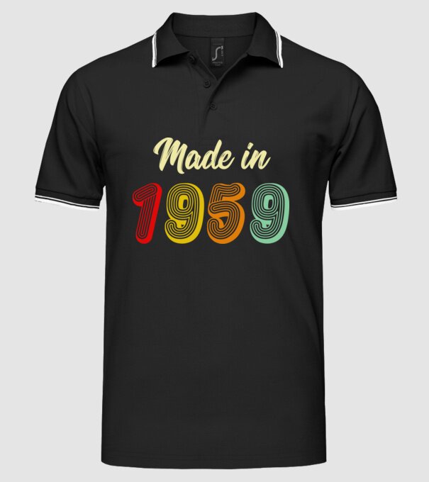 made in 1959 retro model negru pe tricou