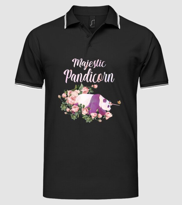 Majestic pandicorn model negru pe tricou