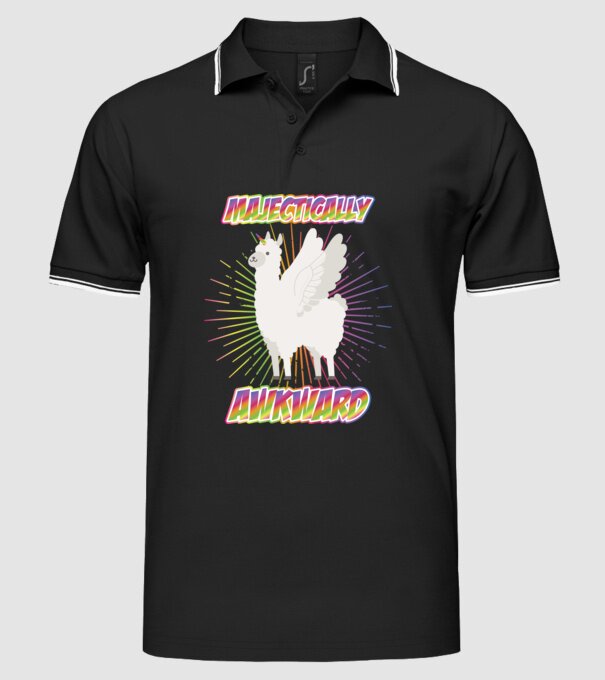 Majestically Awkward model negru pe tricou