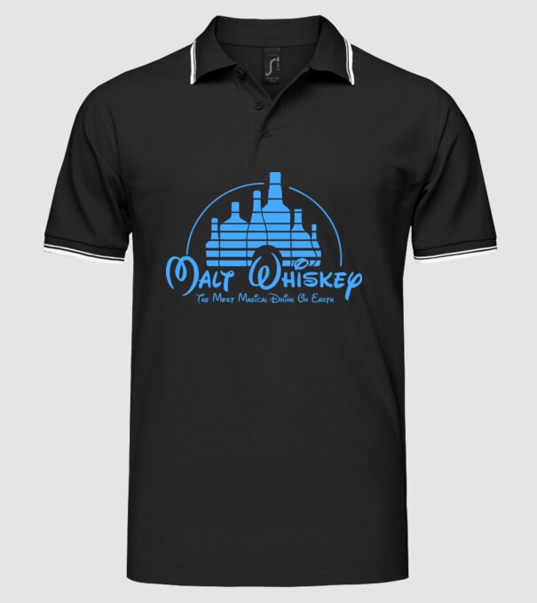 Malt Whiskey model negru pe tricou