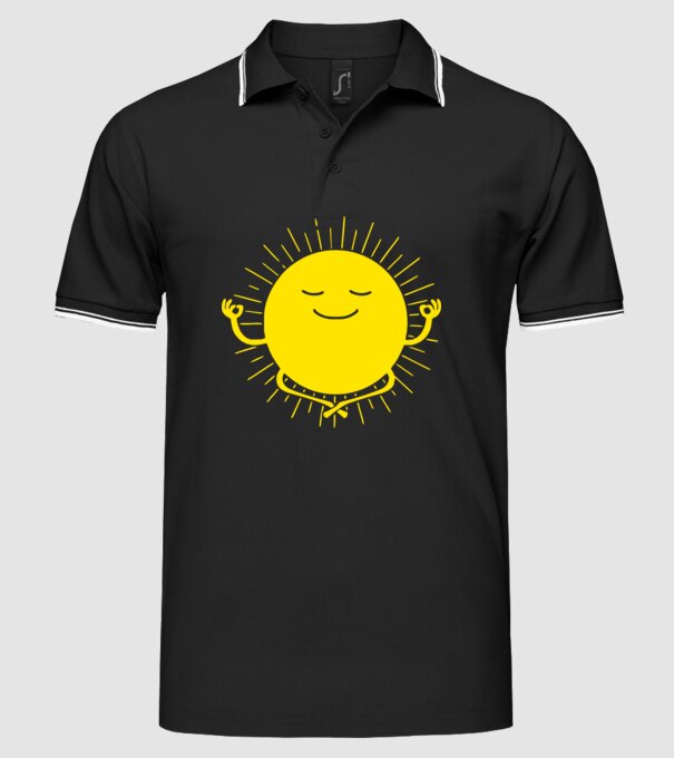 Soare meditând model negru pe tricou