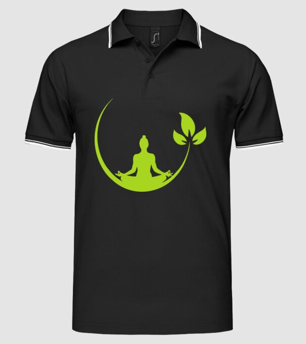 meditation leaf model negru pe tricou