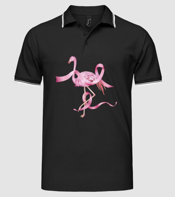 Împotriva Cancerului de sân flamingo model negru pe tricou