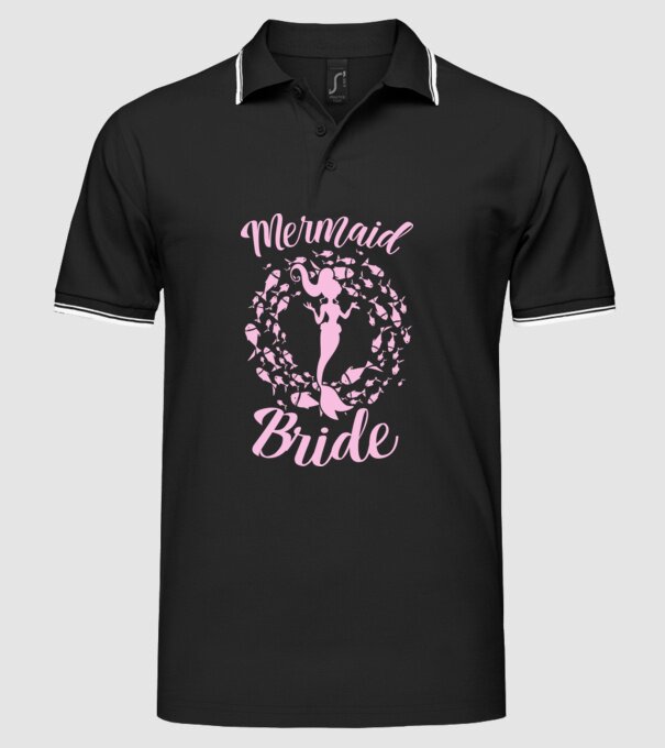 Mermaid Bride model negru pe tricou