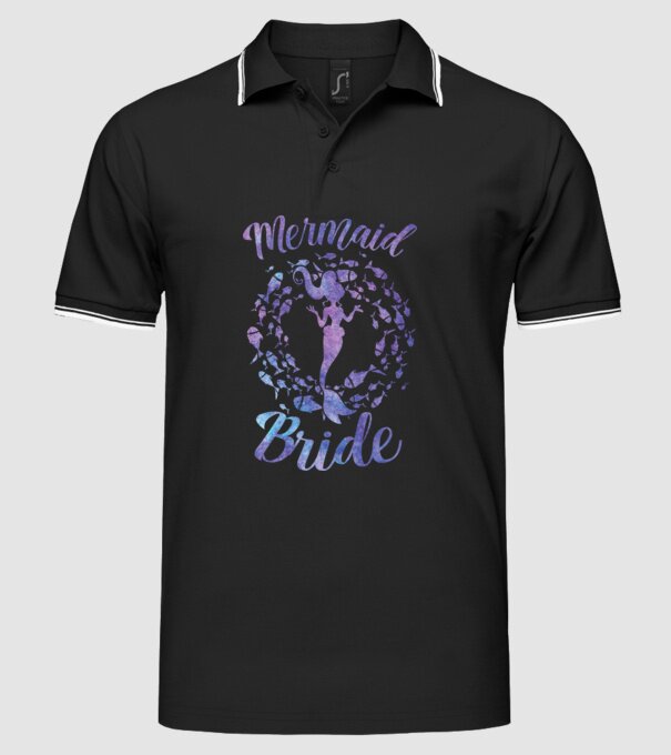 Mermaid bride aquarell model negru pe tricou