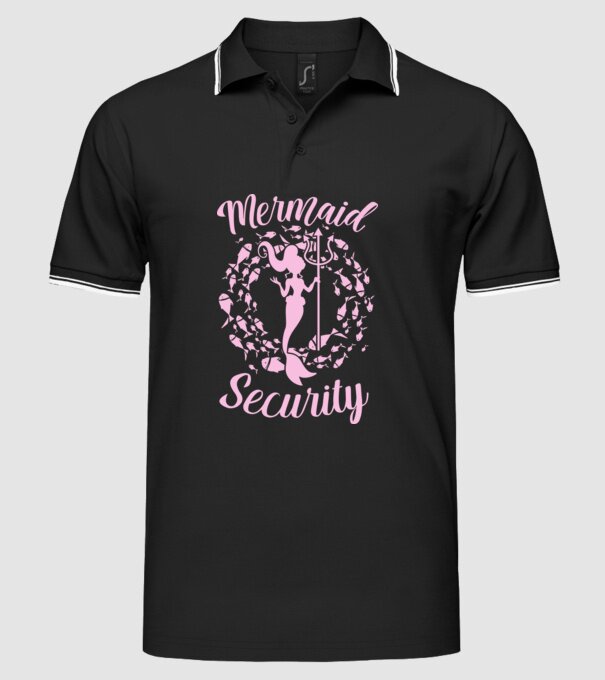 Mermaid Security girls model negru pe tricou