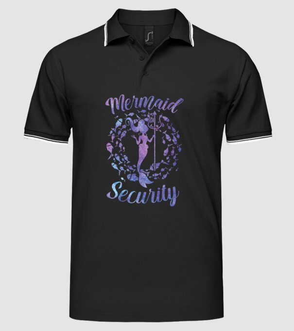 Mermaid Security girls aquarell model negru pe tricou
