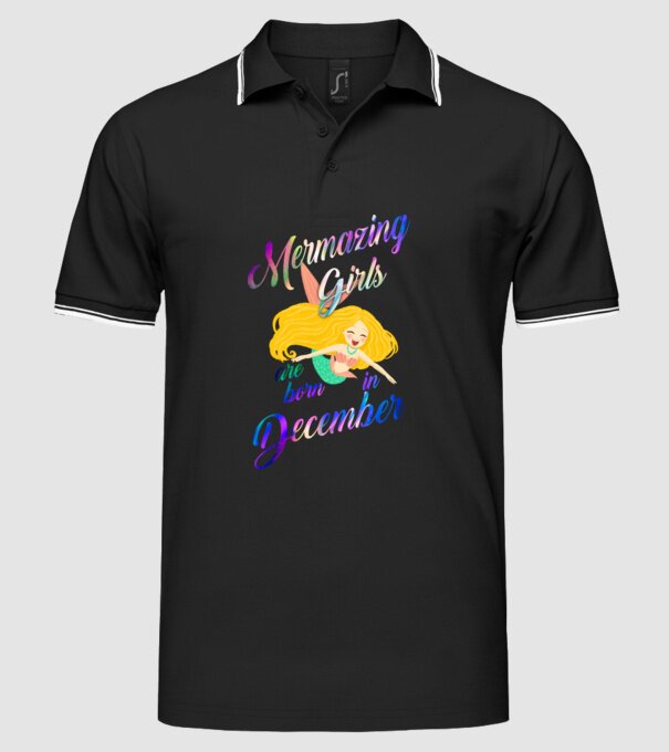 Mermazing girls are born december model negru pe tricou