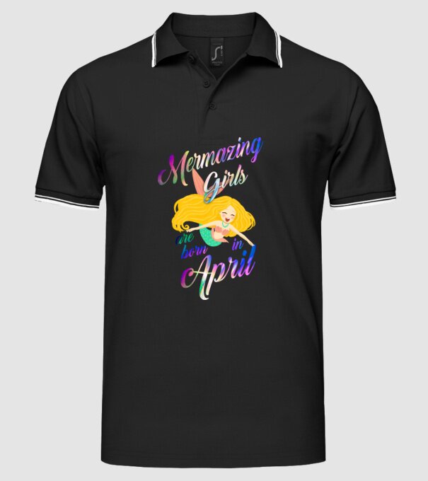 Mermazing girls are born in april model negru pe tricou