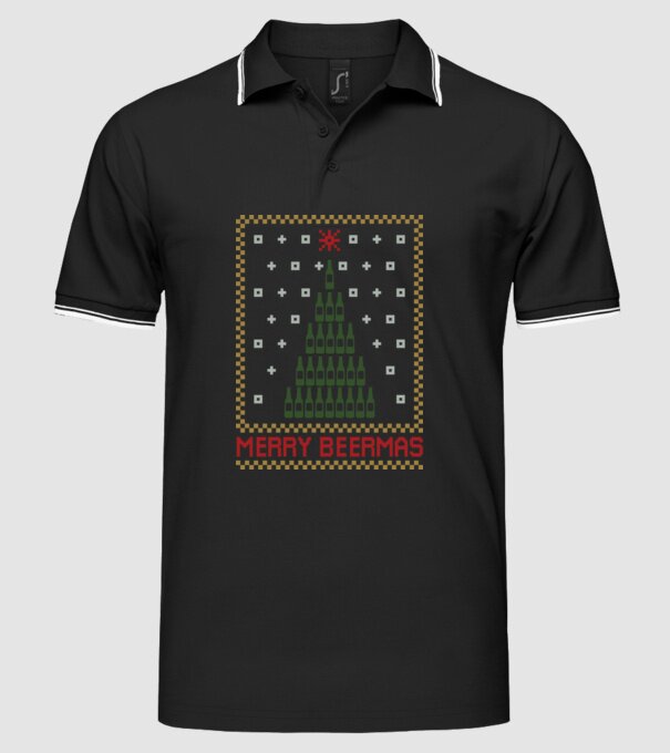 Merry Beermas model negru pe tricou