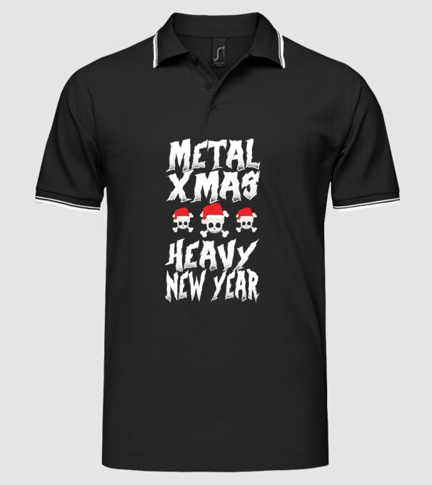 Metal x-mas - Heavy new year model negru pe tricou