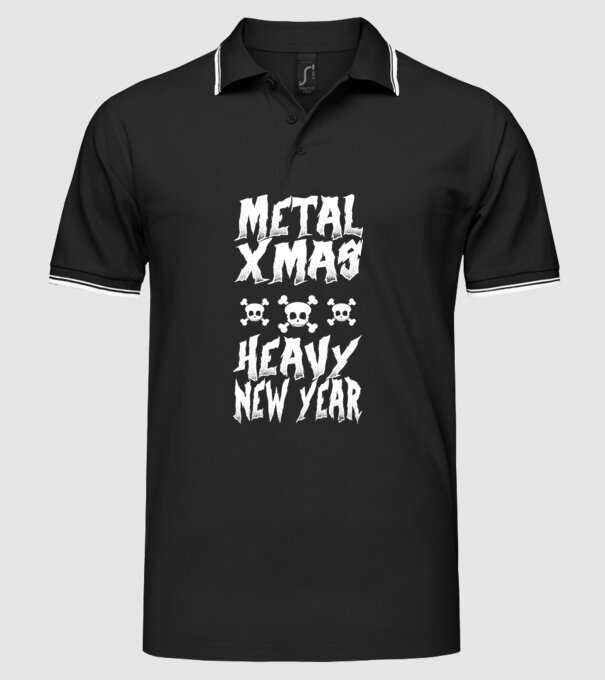 Metal x-mas - Heavy new year model negru pe tricou