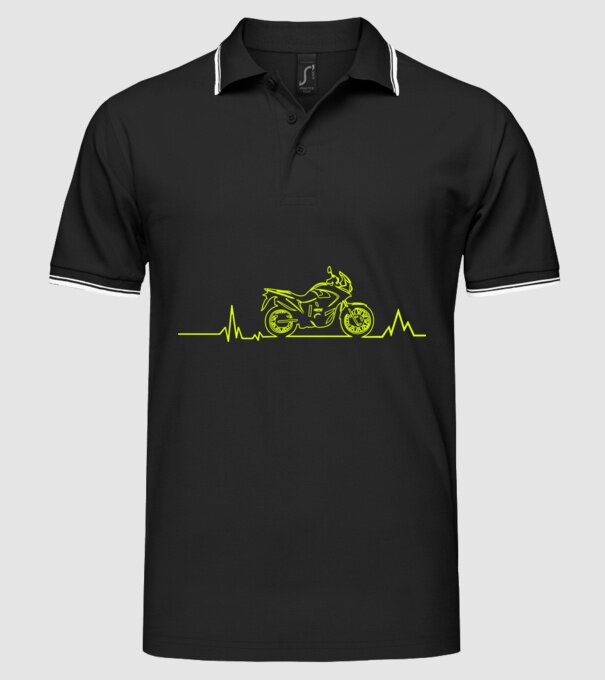 ECG Motociclist model negru pe tricou