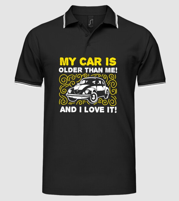 My car is older than me and I love it model negru pe tricou
