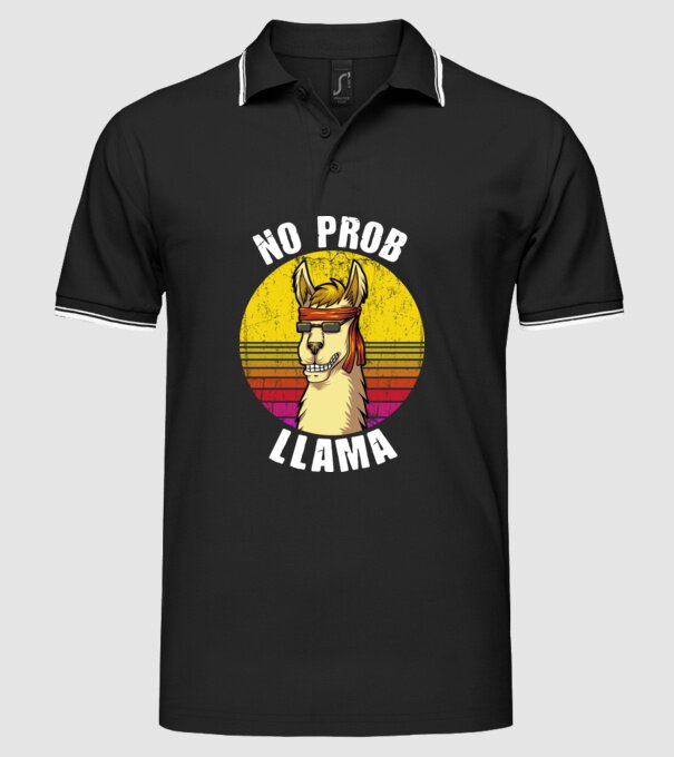 No Prob LLama - Láma model negru pe tricou