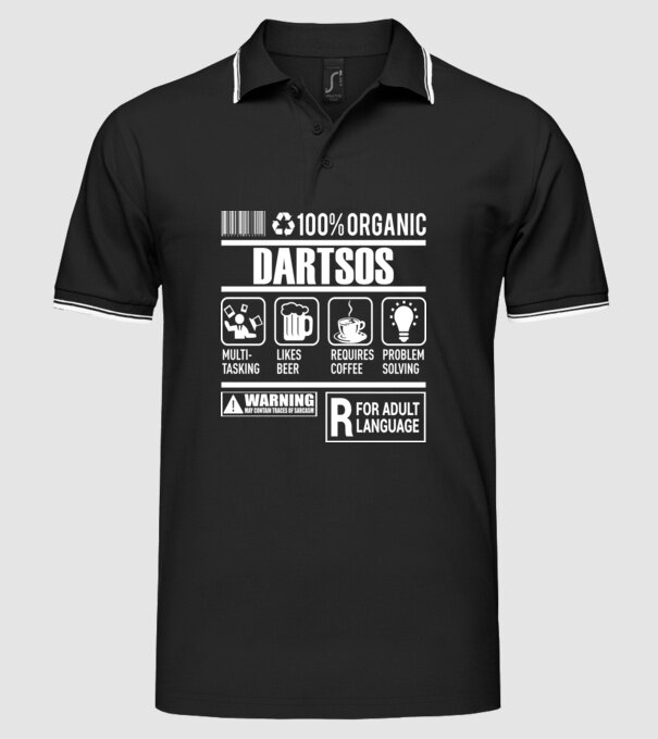 JUCĂTOR DARTS organic model negru pe tricou