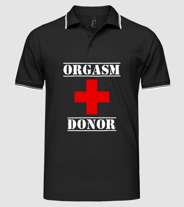 Orgasm Donor model negru pe tricou