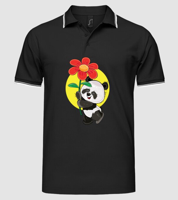 Dragoste panda model negru pe tricou
