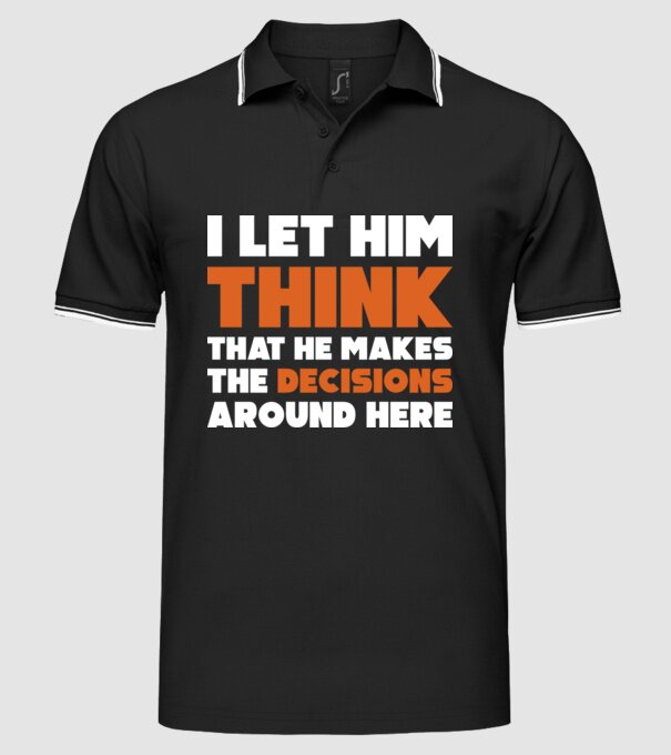 Motiv cuplu I let him think model negru pe tricou