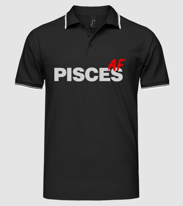 PISCES as fuck model negru pe tricou