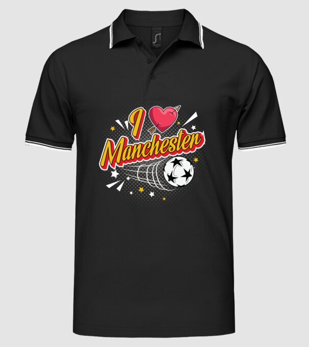 Popart Manchester model negru pe tricou