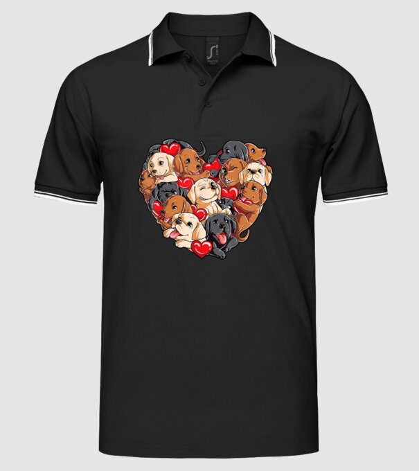 Puppy Heart model negru pe tricou