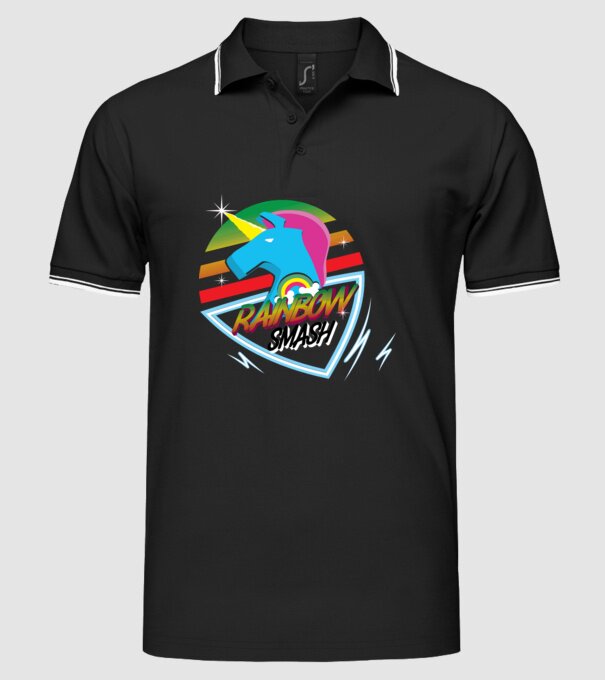 Rainbow smash model negru pe tricou